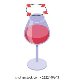 Dizzy wine glass icon isometric vector. Sick stress. Headache mental
