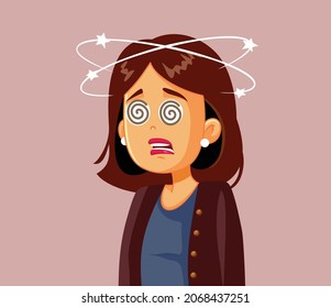 Dizzy Woman Feeling Sick Vector Cartoon Illustration
Nauseated inebriated person having spinning head symptoms
