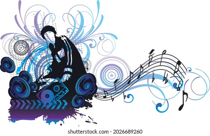 DJ 80s blue art street art graffiti 
