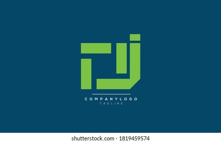 DJ abstract initials monogram letter text alphabet logo design