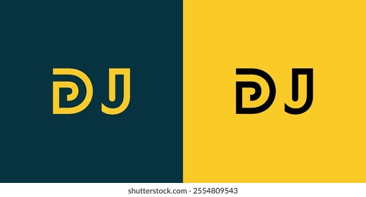 DJ abstract minimalist letters Logo Monogram. It is a minimalist logo, this logo is made by combining two letters