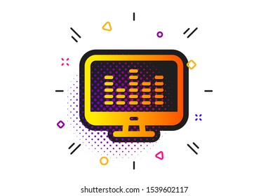 DJ app sign. Halftone circles pattern. Music making icon. Musical device symbol. Classic flat music making icon. Vector