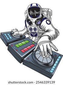 DJ astronauta, ilustração do vetor de música do astronauta