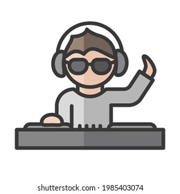 Dj avatar. Male musician character. Mixing and music. Profile user, person. People icon. Vector illustration