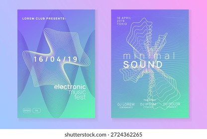 Banner Do Dj. Modelo Eletro Fest. Edm Flyer. Fundo rosa da festa. Convite de Batida de Boate. Conjunto de Discotecas Azul. Convite de Trance. Fundo Tecno Verde