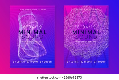 Dj Banner. Pink Music Design. Sound Trance Element. Techno Poster. Green Edm Event. Nightclub Disco Illustration. Electro Cover. Violet Dj Banner