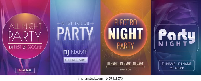 2019 Party Flyer Poster Set Vector Stock Vector (Royalty Free) 1189312954