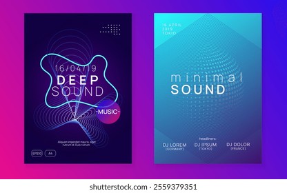 Dj Banner. Violet Night Club Flyer. Psychedelic Audio Invitation. Discotheque Background. Festival Invite. Blue Sound Design. Music Trance Element. Green Dj Banner