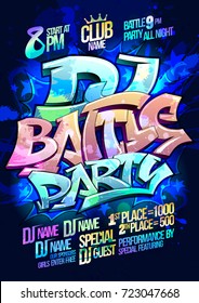 Dj battle party poster design concept, graffiti style