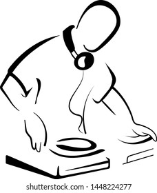 DJ behind console vector  