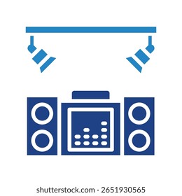 Dj Booth duplo Tom ícone de cor azul, mini ilustração para relaxamento, festa, pubs e barras UI, kit UX, aplicativo e desenvolvimento web, digital ou impressão.