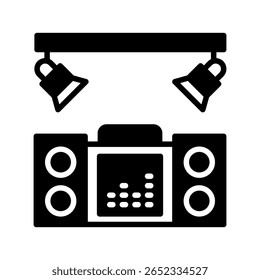 Dj Booth ícone glifo, mini ilustração para relaxamento, festa, pubs e barras UI, UX kit, aplicativo e desenvolvimento web, digital ou impressão.