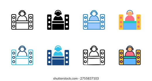 DJ booth icons set multiple style collection. Editable stroke 

