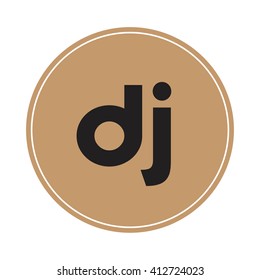 dj brown letters ,abstract background logo, design identity in circle, alphabet letter