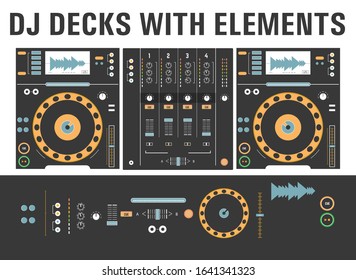 Dj Cd Decks With Isolated Elements. Disk Mixing Player, Mixing Console.