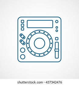 DJ CD Player Blue Line Icon On White Background