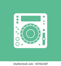 DJ CD Player Flat Icon On Green Background