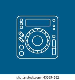 DJ CD Player Line Icon On Blue Background