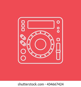 DJ CD Player Line Icon On Red Background