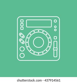 DJ CD Player Line Icon On Green Background