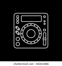 DJ CD Player Line Icon On Black Background