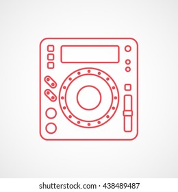 DJ CD Player Red Line Icon On White Background
