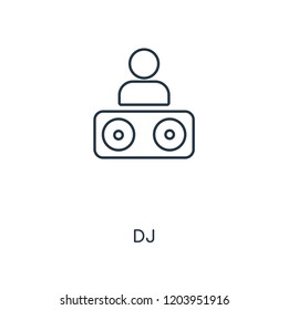 DJ concept line icon. Linear DJ concept outline symbol design. This simple element illustration can be used for web and mobile UI/UX.