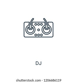 DJ concept line icon. Linear DJ concept outline symbol design. This simple element illustration can be used for web and mobile UI/UX.