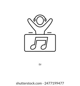 Symbol für DJ Concept Line. Einfache Elementdarstellung. Entwurf des DJ-Konzeptkontursymbols.