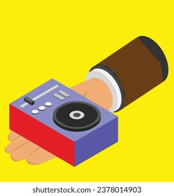 consola dj en ilustración de diseño de prueba manual isométrica