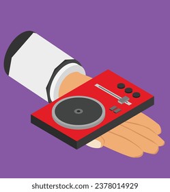 dj console in isometric hand test design illustration