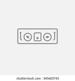 DJ console line icon for web, mobile and infographics. Vector dark grey icon isolated on light grey background.