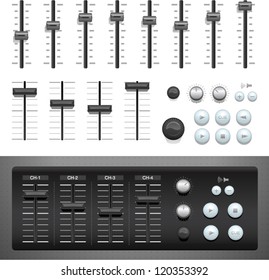Dj console mix handles and buttons, Vector illustration