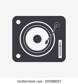 DJ console silhouette. Isolated vector illustration. Flay design