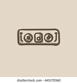 DJ console vector sketch icon isolated on background. Hand drawn DJ console icon. DJ console sketch icon for infographic, website or app.