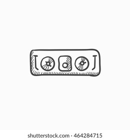 DJ console vector sketch icon isolated on background. Hand drawn DJ console icon. DJ console sketch icon for infographic, website or app.