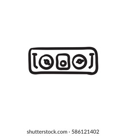 DJ console vector sketch icon isolated on background. Hand drawn DJ console icon. DJ console sketch icon for infographic, website or app.