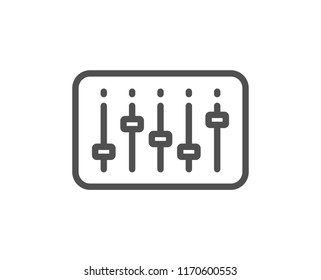 DJ controller line icon. Music sound sign. Musical device symbol. Quality design element. Classic style dj controller icon. Editable stroke. Vector