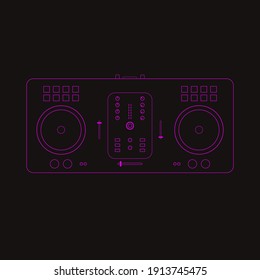 Dj controller vector illustration. Pink DJ mixer art