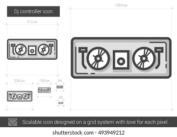 Dj controller vector line icon isolated on white background. Dj controller line icon for infographic, website or app. Scalable icon designed on a grid system.
