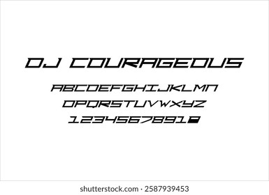 Dj Courageous font for logo and headline. Isolated vector typeset