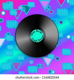 DJ cover. Vinyl Record. Zine culture abstract background. Retro 80's style pattern. Disco party poster. Dj cover template. Design retro colors. 