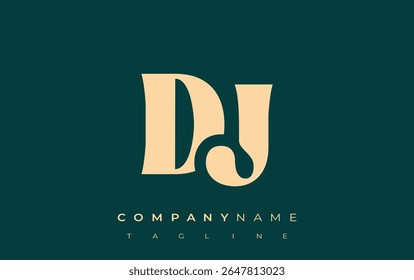 DJ Creative Abstract Typography Logo Design. Elegant logo combining bold typography and creative shapes, ideal for branding and identity solutions.
