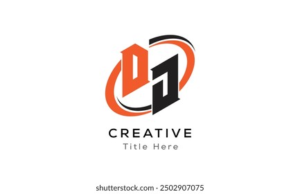 DJ creative letter logo with circle area. Initial letter DJ linked circle uppercase monogram logo. DJ initial letter logo vector design.
