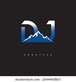 DJ Creative Mountain Logo Bold Gradient Letter mark Branding Design for Business Outdoor Brands