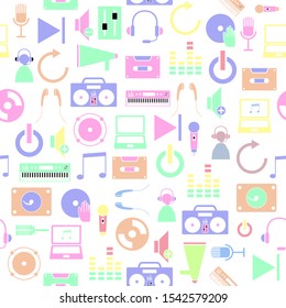 dj creativity seamless pattern background icon.