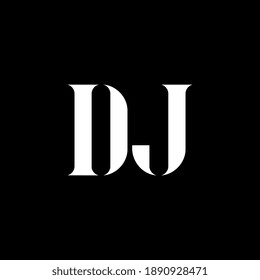 DJ D J letter logo design. Initial letter DJ uppercase monogram logo white color. DJ logo, D J design. DJ, D J