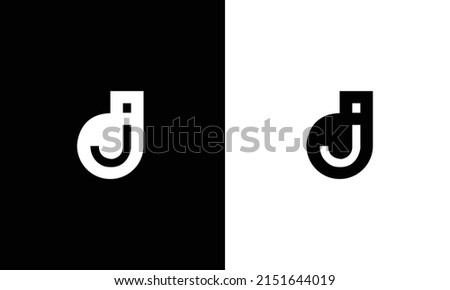 DJ D J Logo Monogram with Black and White Colors Stock fotó © 