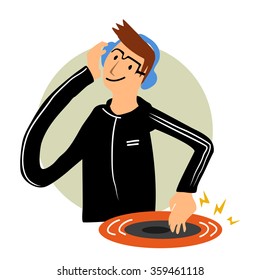 DJ dance cartoon character