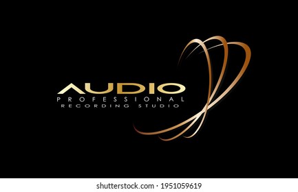 DJ Dance Party Logo, Recording Studio Emblem, Audio Wave And Light Dark Gradient Background